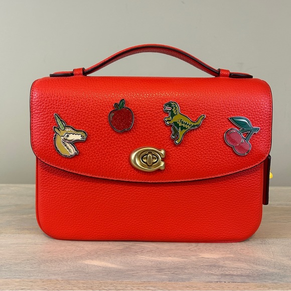 Coach Handbags - Coach Red Orange Cassie with Custom Pins, NWT!